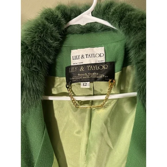 Lily & Taylor Vtg Wool Jacket Mink Womens Sz 16 Kelly Green Blazer Mob Wife EUC Blazers & Suit Jackets